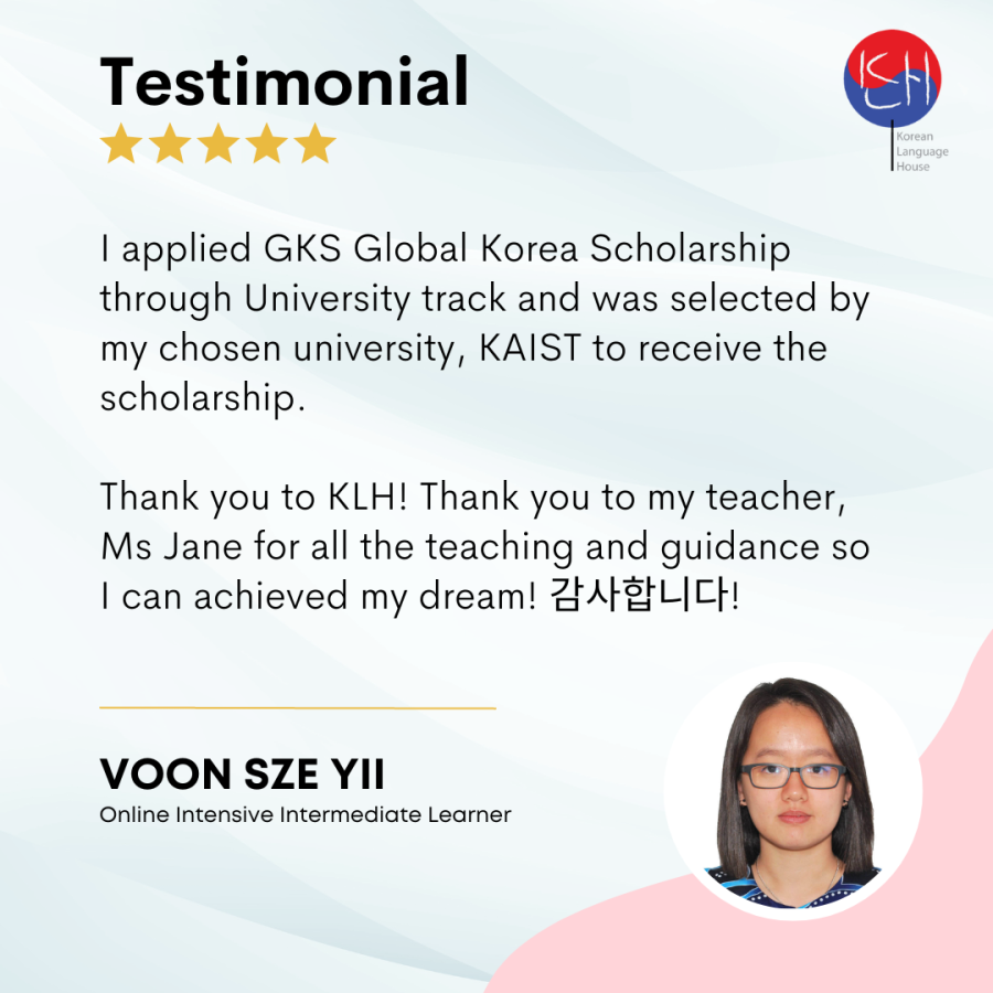 Online DSS Intensive Korean learner, Sze Yii